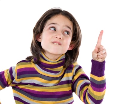 Angry girl ordering on a white background