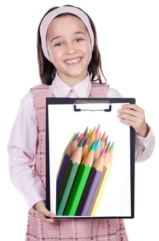 adorable girl student with notepad (back to school)