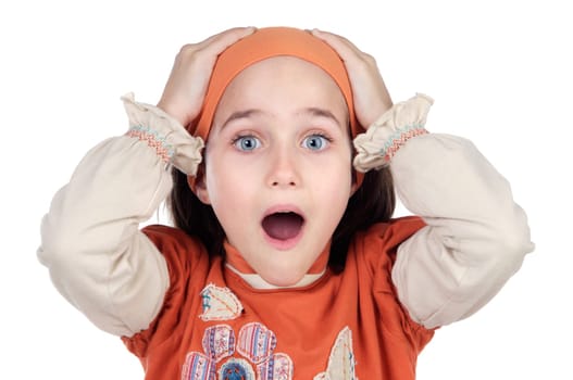 Pretty girl with her hands on her head
