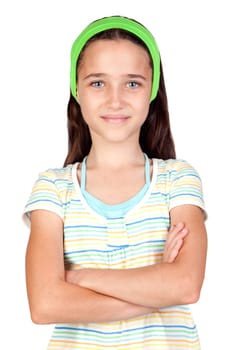 Adorable little girl with blue eyes isolated on white background