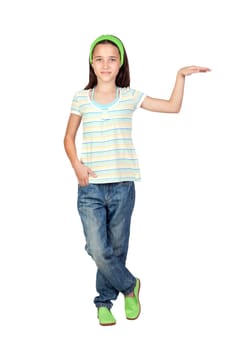 Adorable student girl with blue eyes isolated on white background