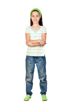 Adorable little girl with blue eyes isolated on white background