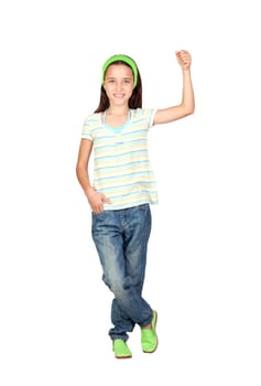 Adorable student girl with blue eyes isolated on white background