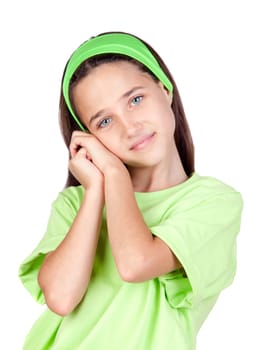 Adorable little girl with blue eyes isolated on white background