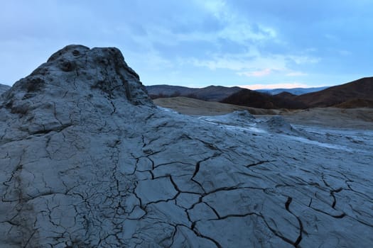 detail of mud volcanoes in Buzau, Romania