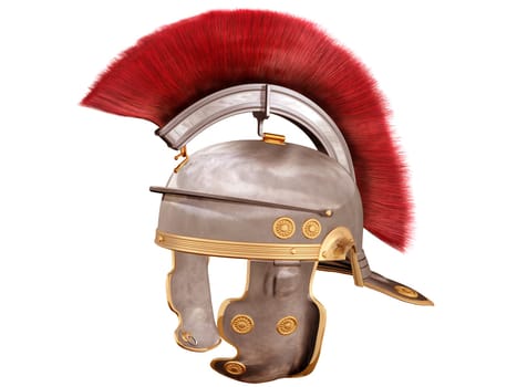 Isolated illustration of a Roman Helmet with a scarlet plume