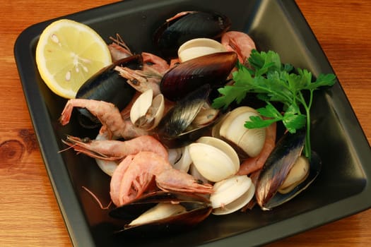 a dish of seafood soup