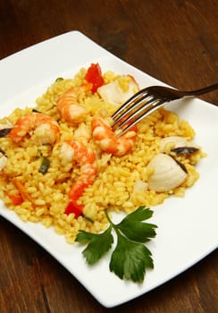 a dish of paella