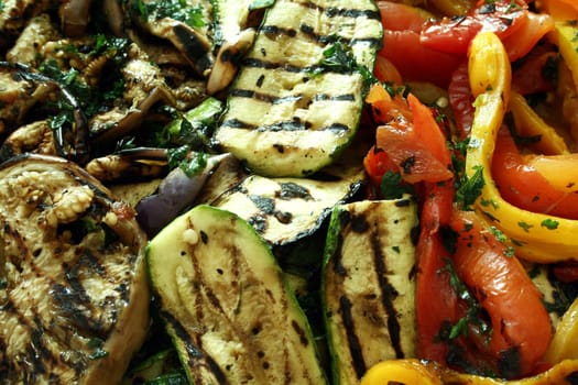 pepper,aubergine and zucchini grilled