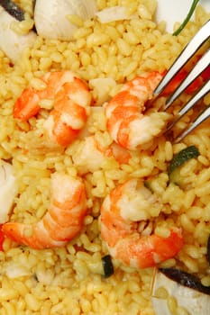 a dish of paella