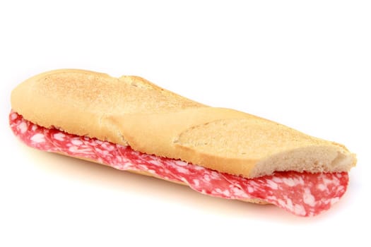 a salami roll with lettuce