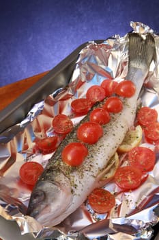 sea bass with lemon and tomatoes