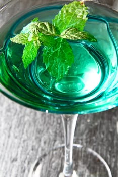 cocktail with fresh leaf of mint