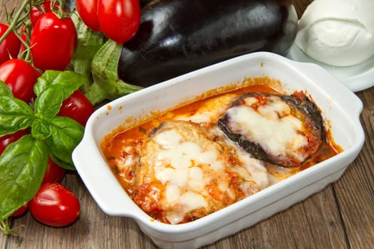 parmigiana eggplant with fresh ingredients