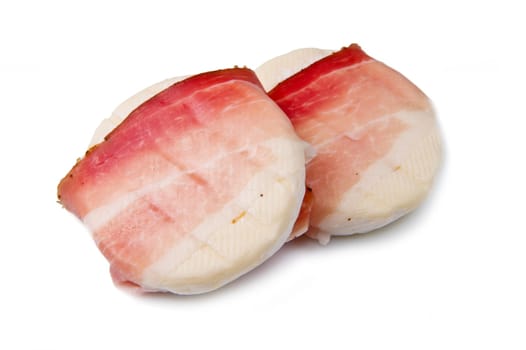 italian tomino cheese with bacon