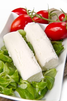 goat cheese with fresh salad and tomatoes