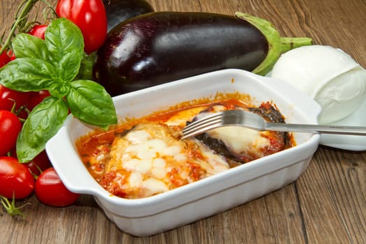 parmigiana eggplant with fresh ingredients