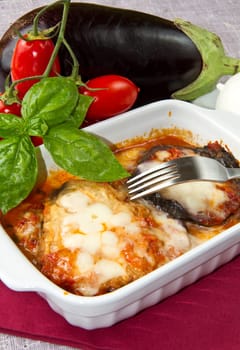 parmigiana eggplant with fresh ingredients