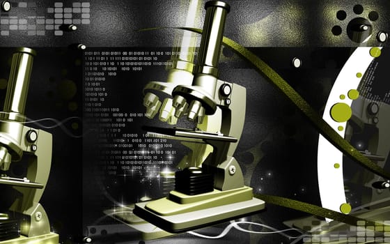 Digital illustration of microscope in colour background