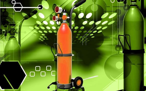 Digital illustration of oxygen cylinder in colour background