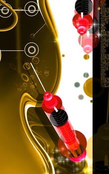 Digital illustration of syringe in colour background