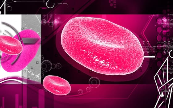 Digital illustration of blood cell in colour background