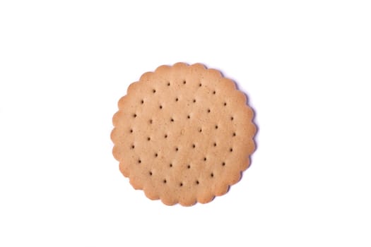 View of a round biscuit isolated on a white background.