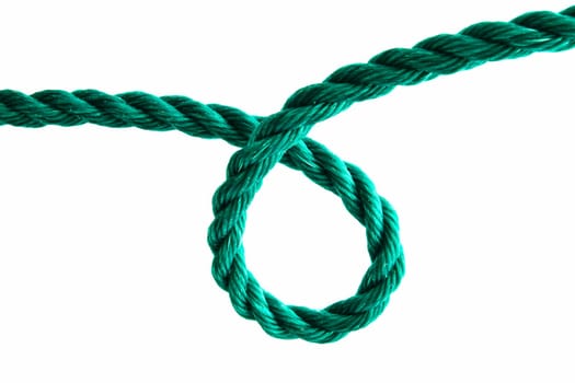 Green rope closeup on white background