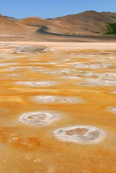fumaroles of boiling mud and sulfur near Lake Myvatn