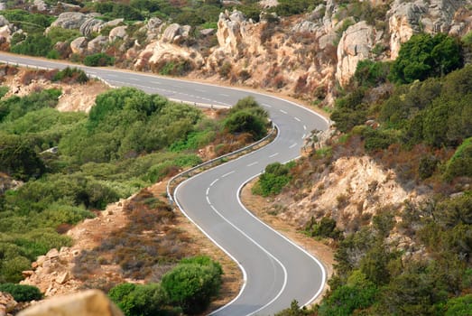 curves of a road in Sardinia