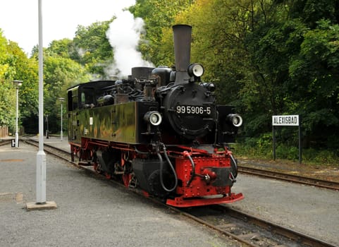Old mallet locomotive at Alexisbad / Harz station
