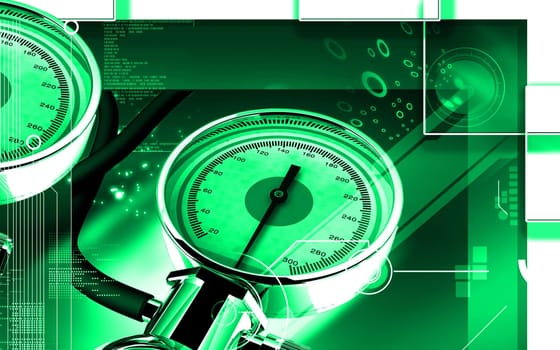 Digital illustration of sphygmomanometer in colour background