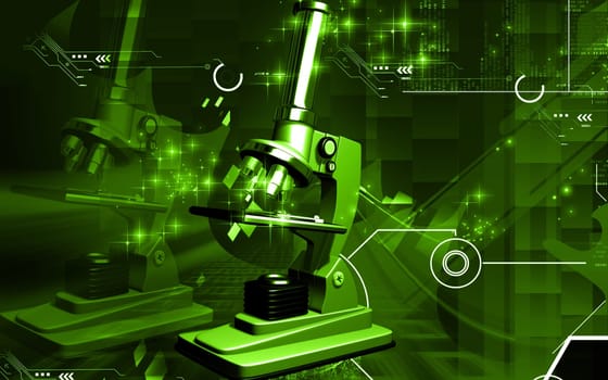 Digital illustration of microscope in colour background