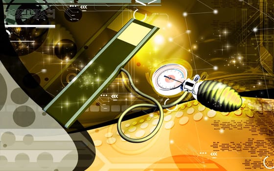 Digital illustration of sphygmomanometer in colour background