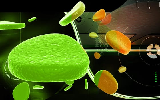 Digital illustration of blood cell in colour background