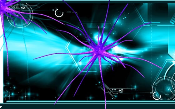 Digital illustration of neuron in colour background