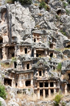 Ancient Lycian tombs in Myra, Turkey
