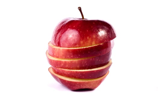 Close up view of some red apples isolated on a white background.