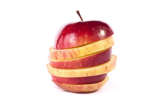 Close up view of some red apples isolated on a white background.
