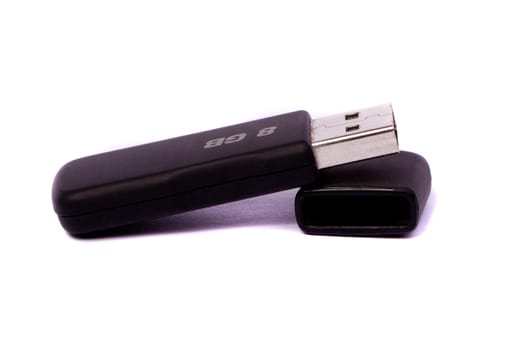 Close up view of a USB pendrive isolated on a white background.