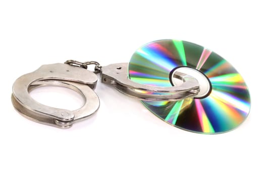 a blank CD with handcuffs