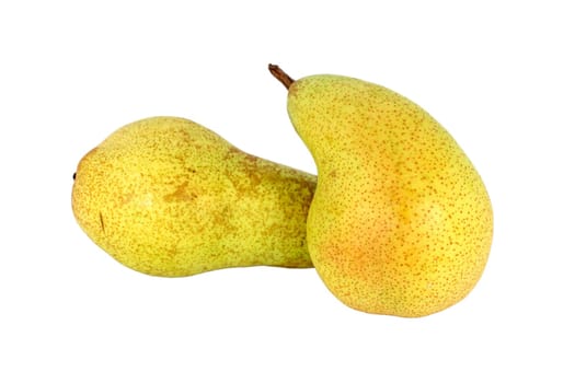 Two ripe fresh yellow pear, isolated on white