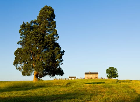 Sunset view of the old Henry House at Manassas Civil War battlefield where the Bull Run battle was fought. 2011 is the sesquicentennial of the battle