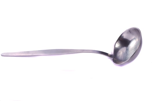 Close up view detail of a spoon isolated on a white background.
