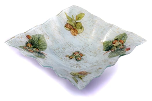 Close up view of a salad dishware isolated on a white background.