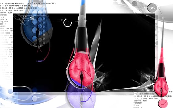 Digital illustration of Hair cross section in colour background