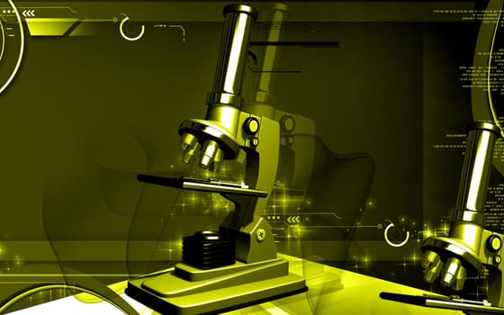 Digital illustration of microscope in colour background