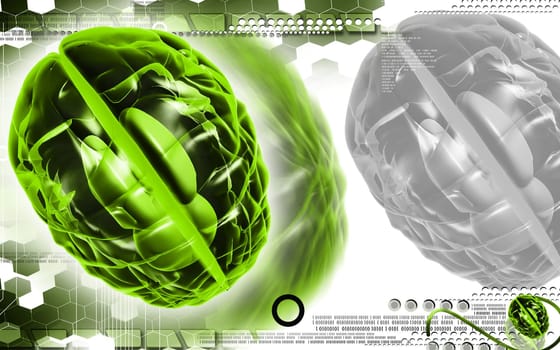 Digital illustration of brain in colour background
