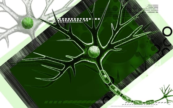 Digital illustration of neuron in colour background