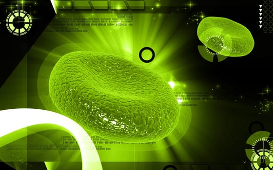 Digital illustration of blood cell in colour background